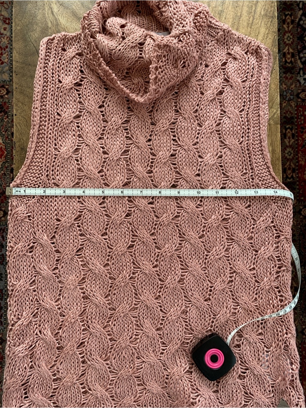 CHANEL Sleeveless Cable Knit Turtleneck - Dusty Rose - Picture 7 of 7